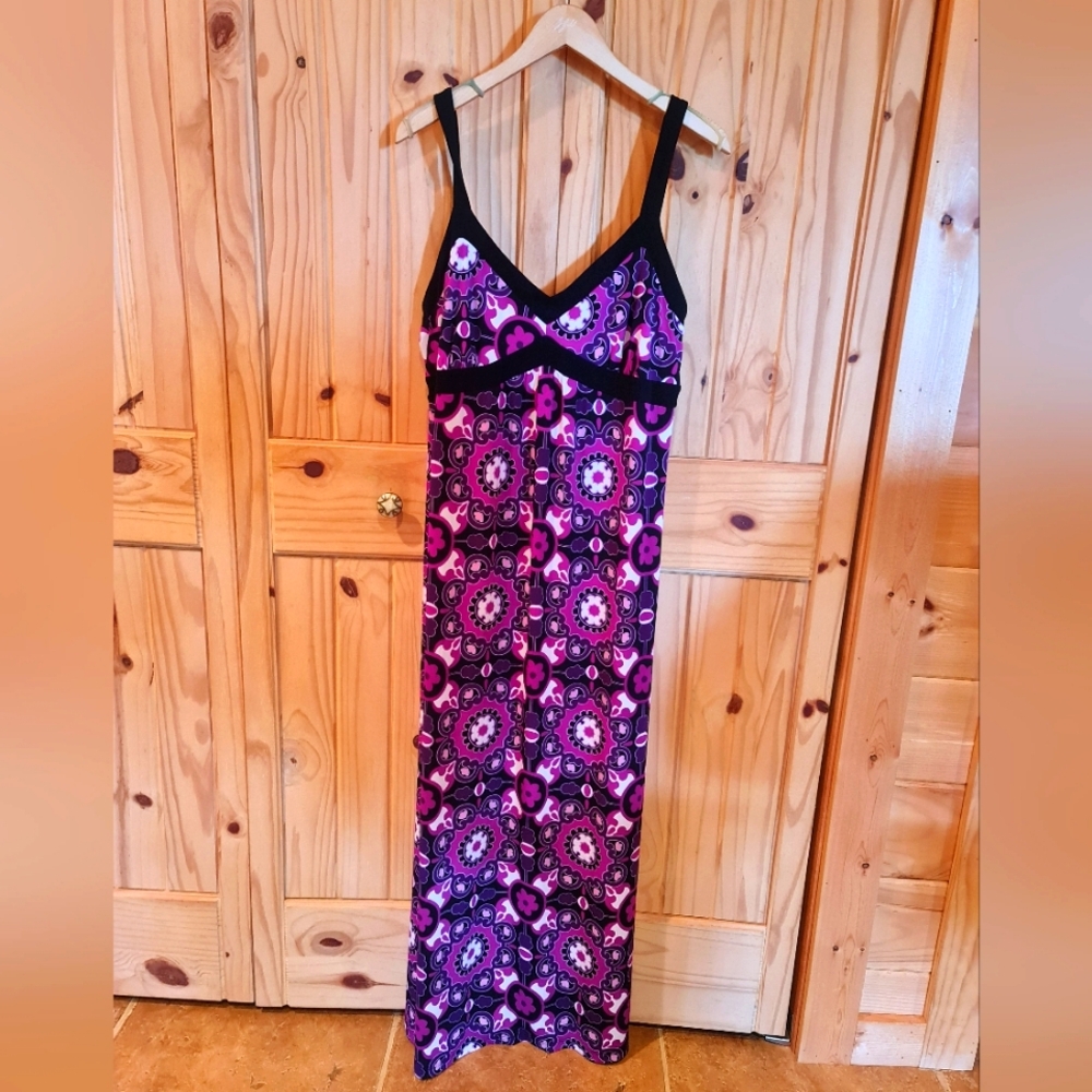 Apt 9  Thin Straps Modern Floral Deco Print Maxi Size M